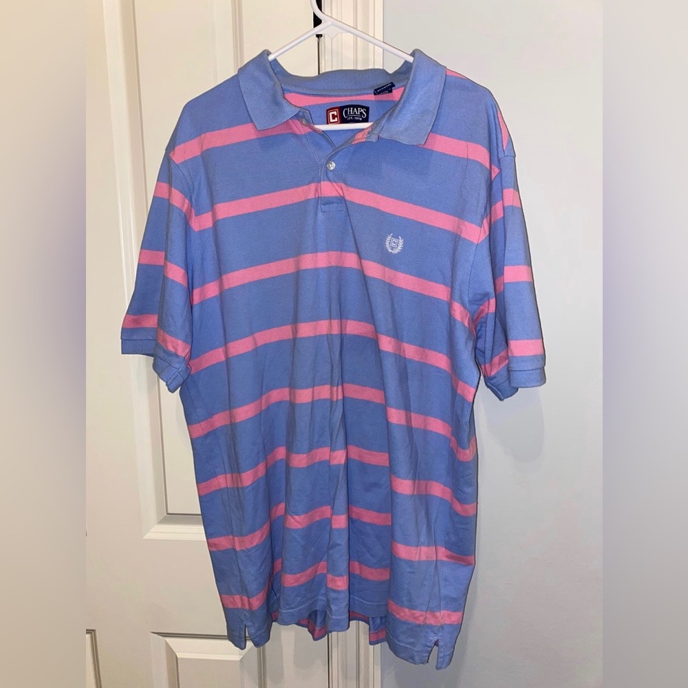 Chaps Polo Shirt blue & pink perfect for gender reveal! Sz 2XL